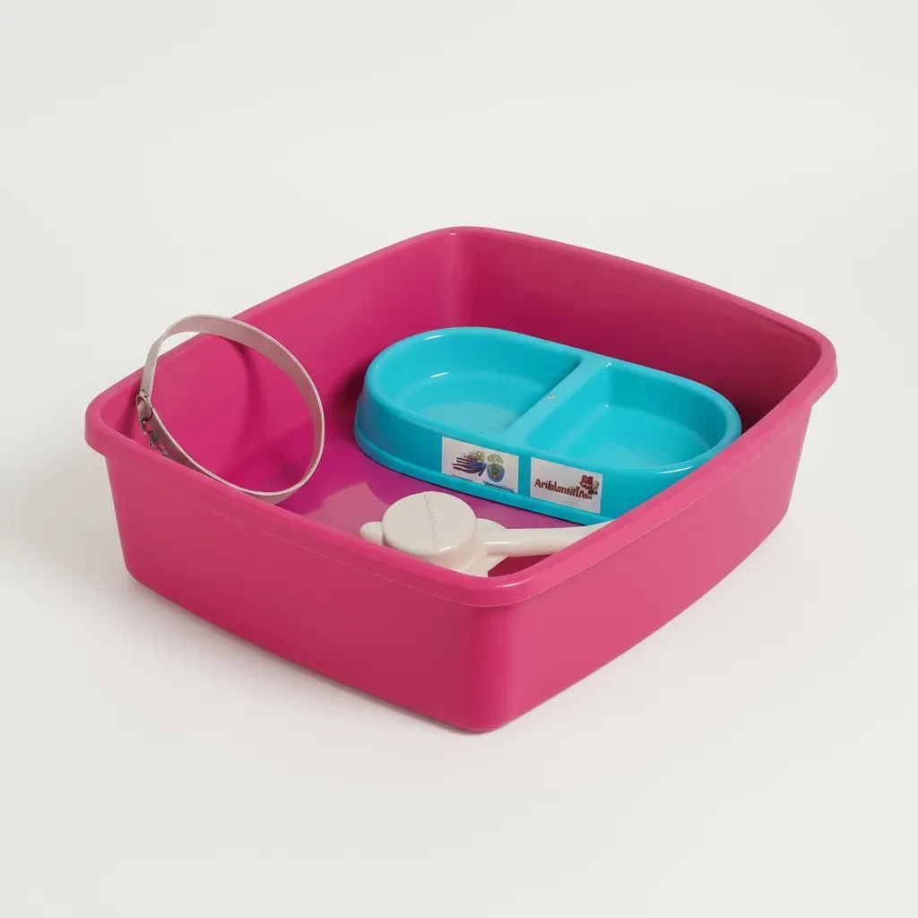 Arenero Pequeño Para Gato Fucsia con Kit Completo – Comedero, Bebedero, Pala y Collar