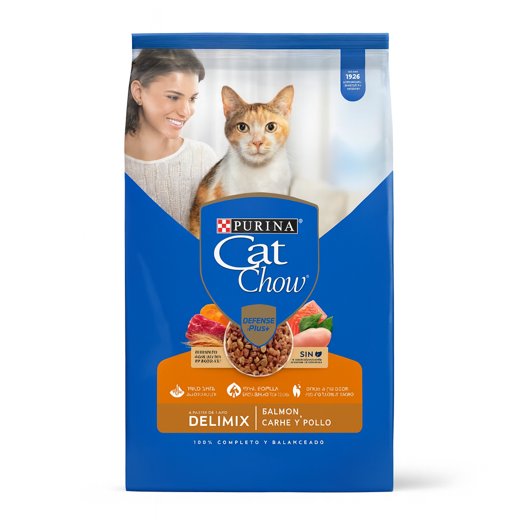Purina Cat Chow Adultos Delimix Salmón, Carne y Pollo 10 kg – Alimento Para Gato Adulto