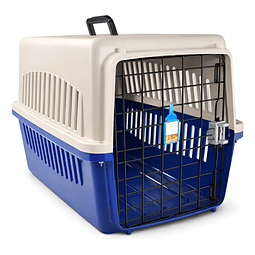 Guacal 60 cm Tipo 2 Para Perros Pequeños y Gatos Apto Para Avión – Transporte Seguro y Resistente - Beige/Azul