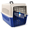 Guacal 60 cm Tipo 2 Para Perros Pequeños y Gatos Apto Para Avión – Transporte Seguro y Resistente - Beige/Azul