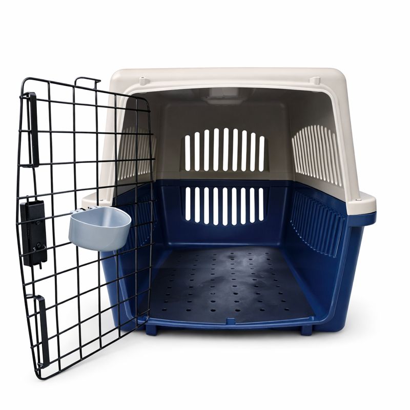 Guacal 60 cm Tipo 2 Para Perros Pequeños y Gatos Apto Para Avión – Transporte Seguro y Resistente - Beige/Azul