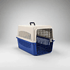 Guacal 60 cm Tipo 2 Para Perros Pequeños y Gatos Apto Para Avión – Transporte Seguro y Resistente - Beige/Azul