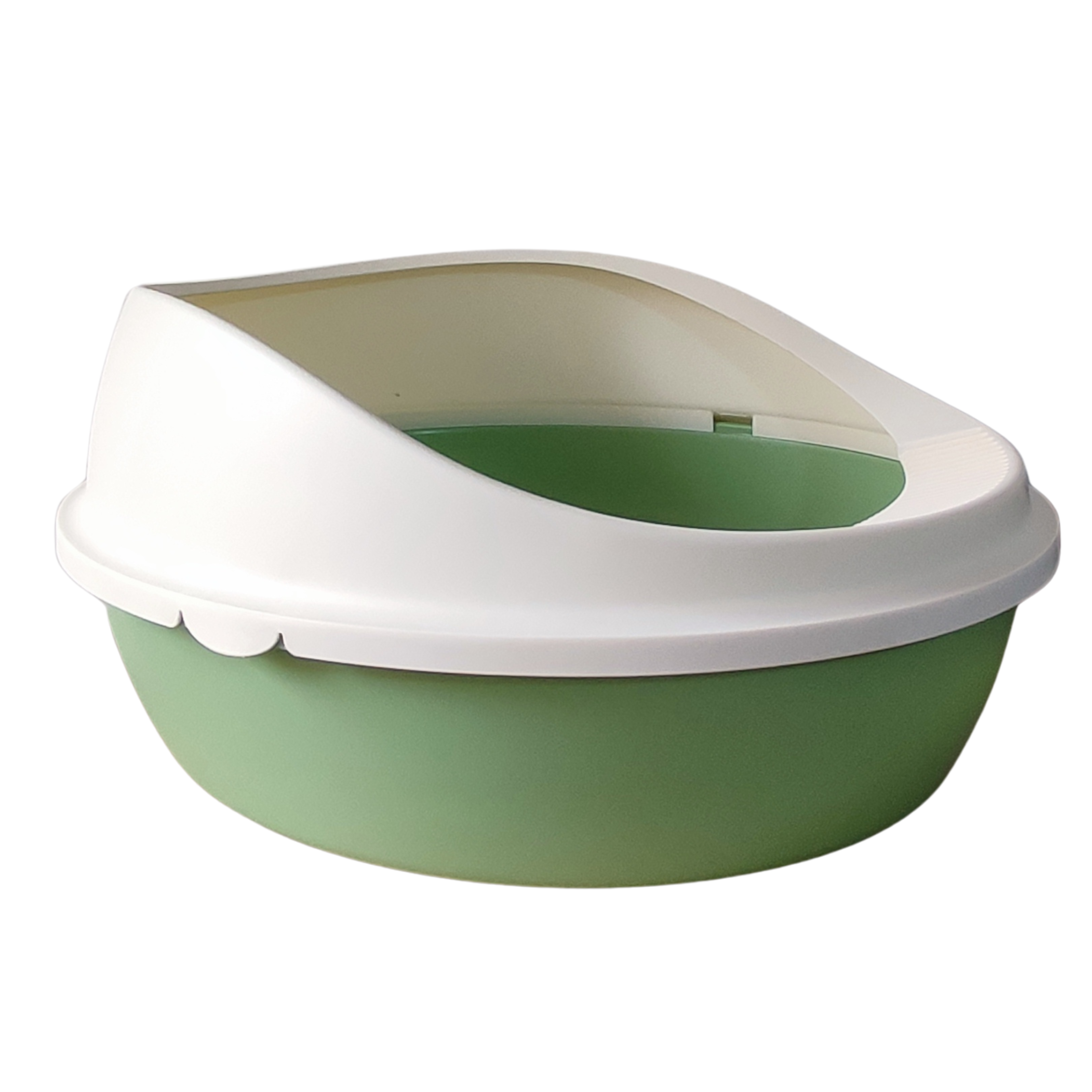 Arenero Ovalado para Gatos con Tapa Alta y Pala - Beige / Verde Pastel