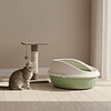 Arenero Ovalado para Gatos con Tapa Alta y Pala - Beige / Verde Pastel