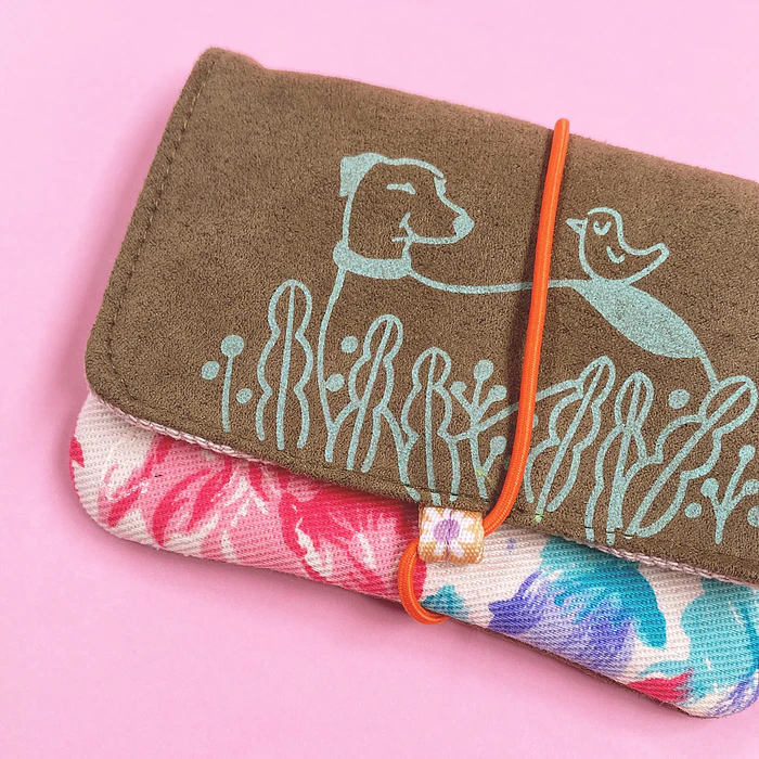 Billetera Perrito y Pájaro  - Tela vintage 1