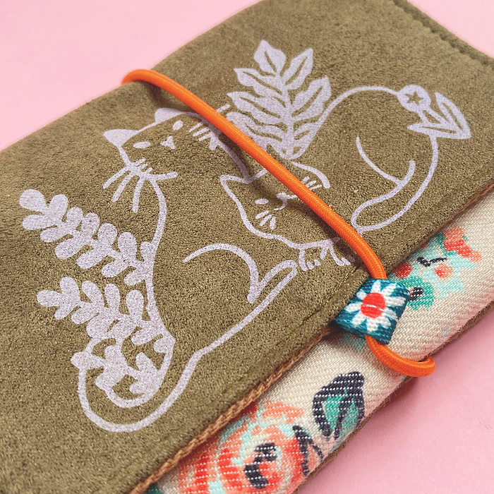 Billetera Gatos entre plantas - Rosas - Verde 1