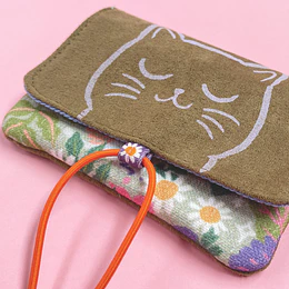 Billetera Gatita - Gatos entre plantas - Celeste