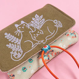 Billetera Gatos entre plantas - Rosa 