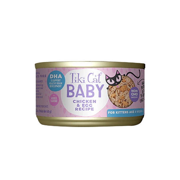Tiki Cat Baby Whole Foods Chicken Y Egg Wet Food, 70 Gr- x 12 unidades