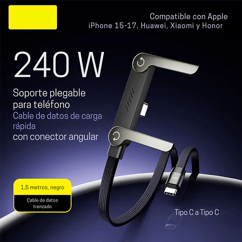 Cable de Datos Trenzado Carga Rápida 240W (Tipo-C a Tipo-C)