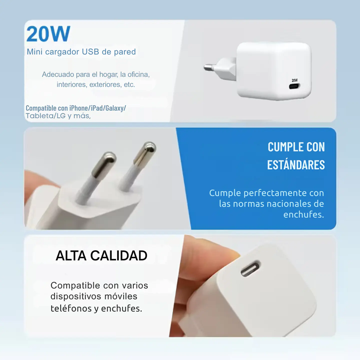 Cargador de Pared Carga Rápida Premium (Para iPhone / Android) 3