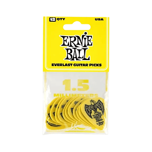 Pack Uñetas Guitarra Ernie Ball Everlast Picks P09195 Yellow 12u. 1,50mm