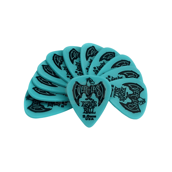 Pack Uñetas Guitarra Ernie Ball Everlast Picks P09196 Teal 12u. 2,00mm 1