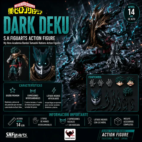 TAMASHII NATIONS - My Hero Academia - Figura de acción Dark Deku, S.H.Figuarts - PREVENTA