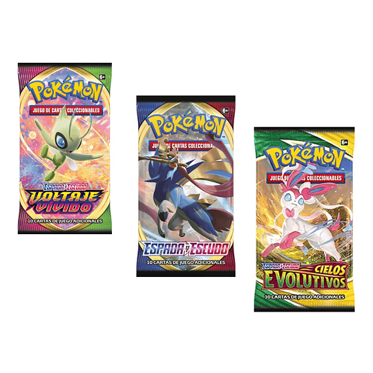 PROMOCIÓN/ 3 sobres Pokémon TGC: ediciones Espada y Escudo al azar