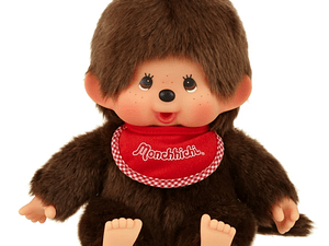 Peluche Monchhichi Premium Estándar Tamaño M Niño Marrón – Sentado [RESERVA]