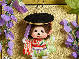 Llavero Monchhichi x Kabuki – Edición Fujimusume (Cara Grande)