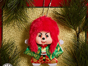 [NAVIDAD 2025] Llavero Monchhichi x Kabuki – Edición Renjishi (Cara Grande con Peluca Roja)
