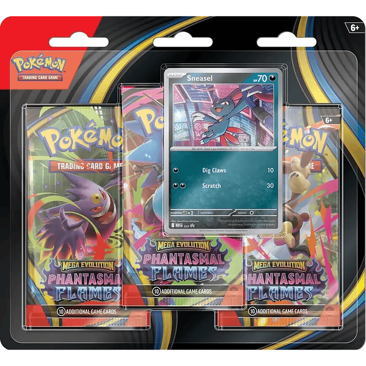 [NAVIDAD 2025] Pokémon TCG: Mega Evolution Phantasmal Flames – 3 Pack Blister – Sneasel Español LatAm 1