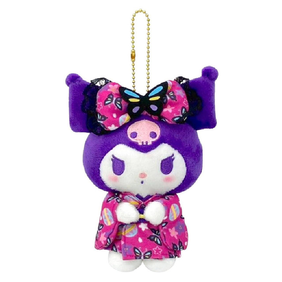 Kuromi con Kimono de Mariposa – Llavero Peluche Nakajima MC | Sanrio Original 1