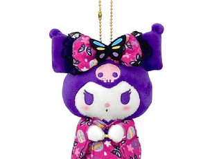 Kuromi con Kimono de Mariposa – Llavero Peluche Nakajima MC | Sanrio Original