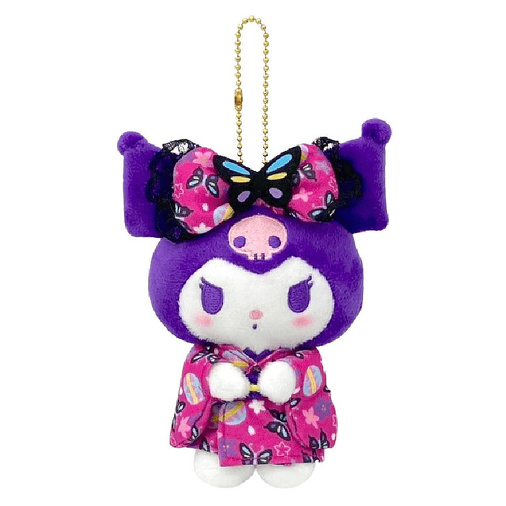 Kuromi con Kimono de Mariposa – Llavero Peluche Nakajima MC | Sanrio Original 1