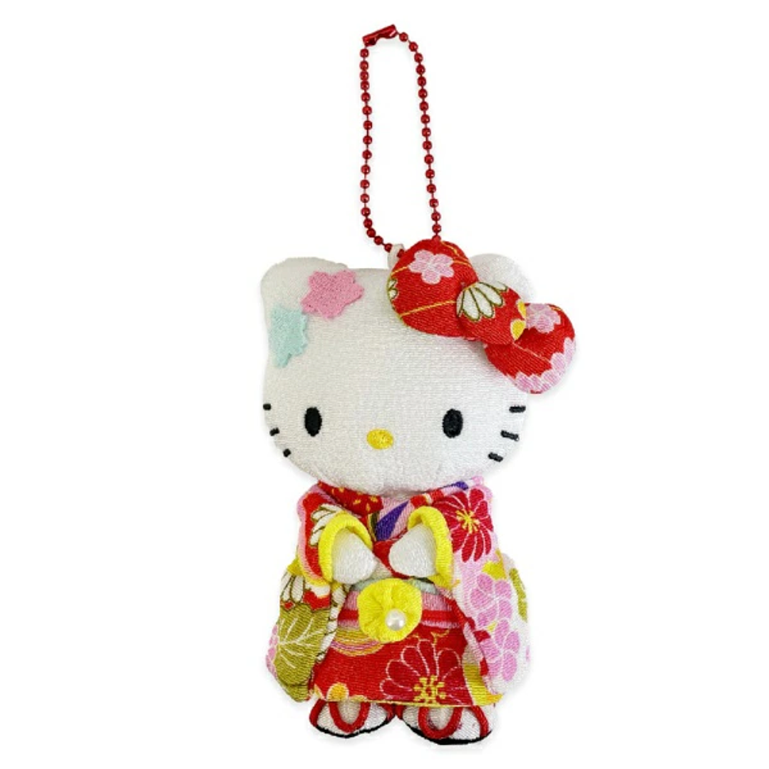 [NAVIDAD 2025] Hello Kitty Mascota Chirimen Japonesa 12 cm – Peluche Tradicional Sanrio Original  1