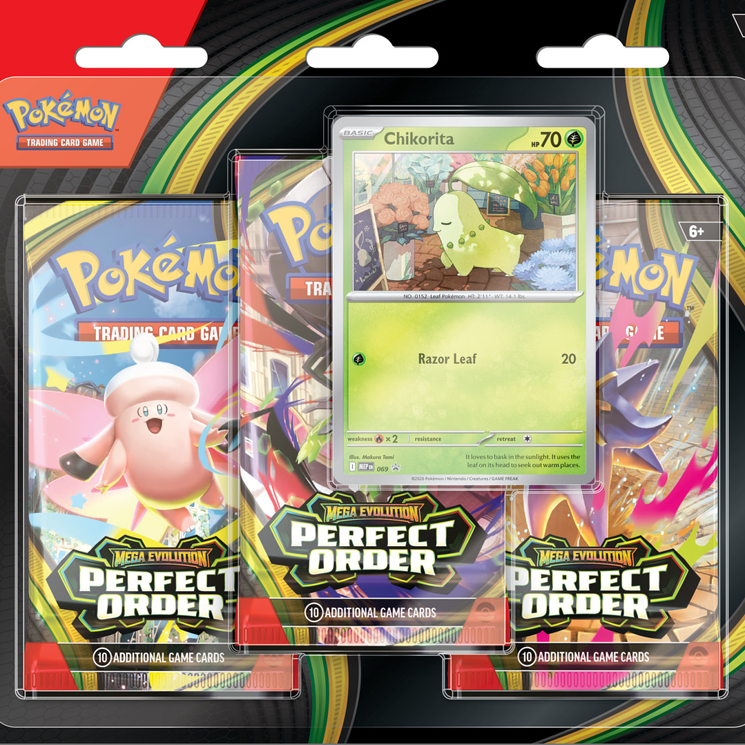 Pokémon TCG Mega Evolution: Perfect Order – 3 Pack Blister Inglés [RESERVA] 1
