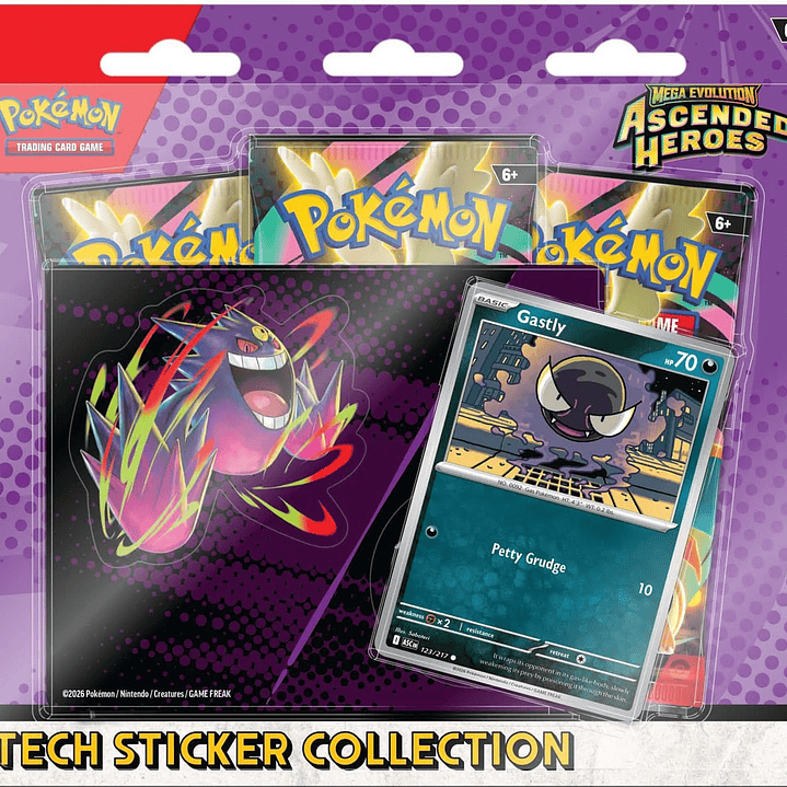 Cartas Pokémon TCG Mega Evolution – Ascended Heroes | Tech Sticker Collection Gastly  Español LatAm [RESEVA] 1