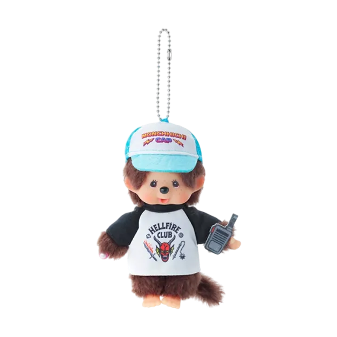 Monchhichi x Stranger Things Dustin Hellfire Club Keychain | Peluche Llavero Oficial [PRE ORDEN] 1