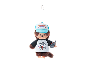 Monchhichi x Stranger Things Dustin Hellfire Club Keychain | Peluche Llavero Oficial [PRE ORDEN]