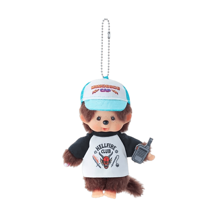 Monchhichi x Stranger Things Dustin Hellfire Club Keychain | Peluche Llavero Oficial [PRE ORDEN] 1