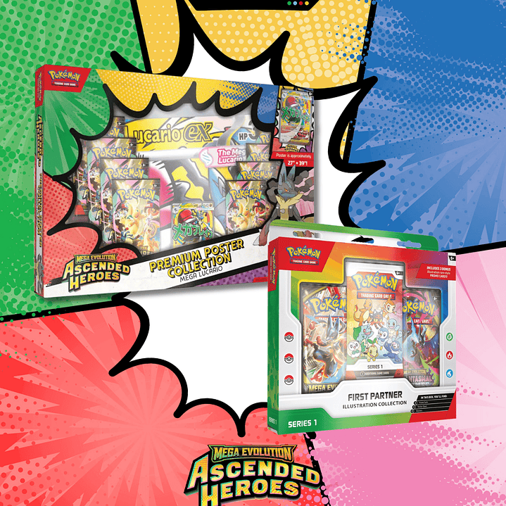 Pokémon TCG Mega Evolution – Pack Ascended Heroes Premium Mega Lucario Ex + 30 Aniversario First Partner Illustration Collection Serie 1  Español LatAm 1