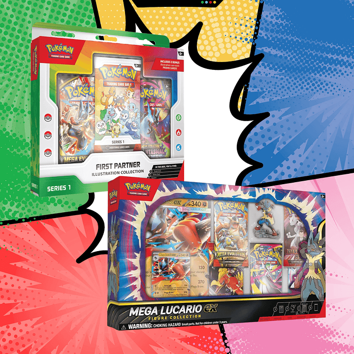 Pokémon TCG Mega Evolution – Pack Mega Lucario ex Figure Collection Español + Colección 30 Aniversario First Partner Español 1