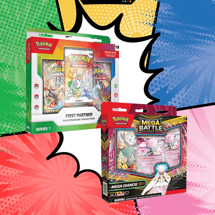Pokémon TCG Mega Evolution – Pack 1 Deluxe Battle Deck Mega Diance Español   + Colección 30 Aniversario First Partner Español 1