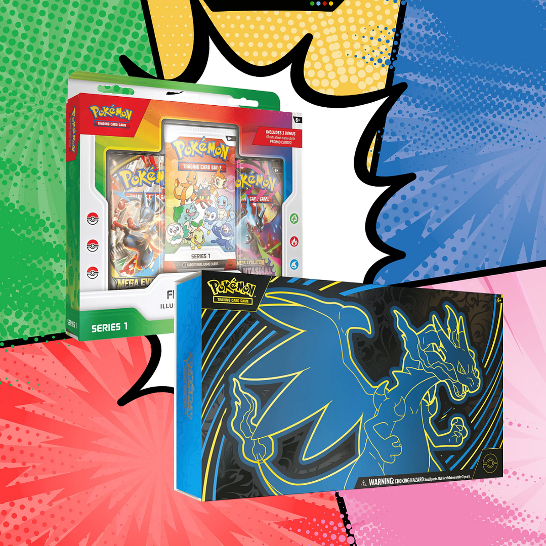 Pokémon TCG Mega Evolution – Pack 1 Mega Charizard X Ultra Premium Collection + Colección 30 Aniversario First Partner Español 1