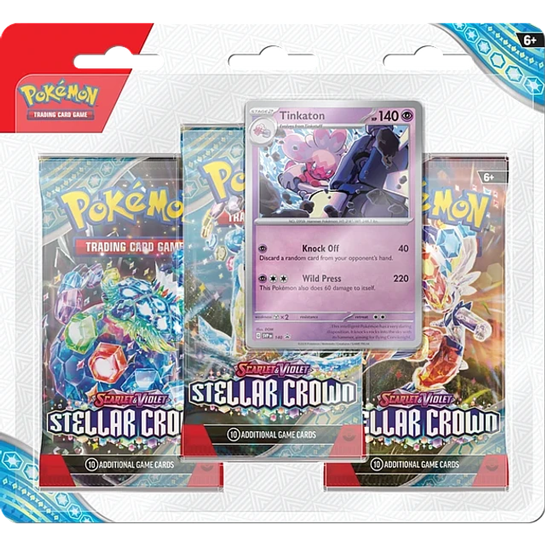 Pokémon TCG: Scarlet & Violet – Stellar Crown Blister 3 Pack (Español) Envío al Azar  1