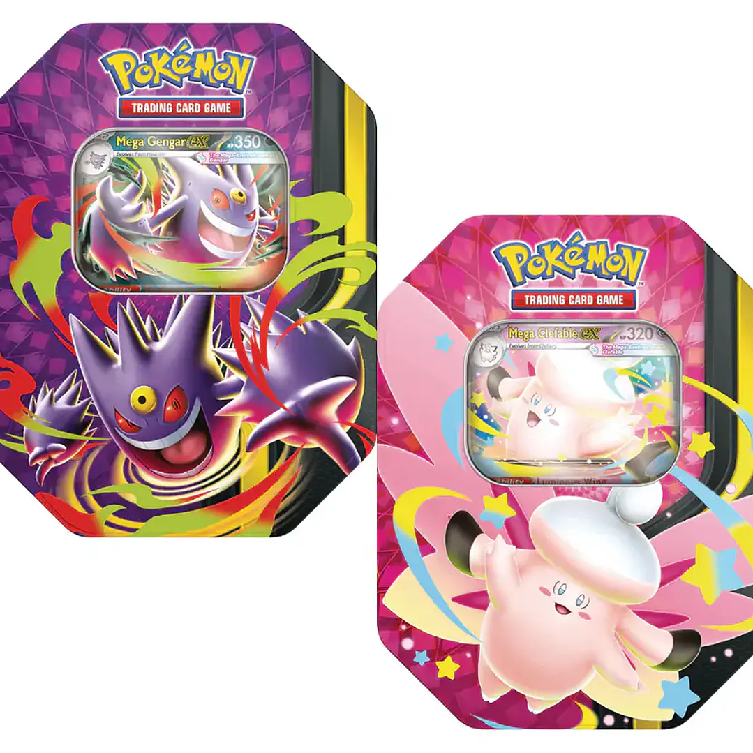 Cartas Pokémon TCG Mega Evolution – Pack 2 Mega Moonlit Tin | Cartas Pokémon Originales  1