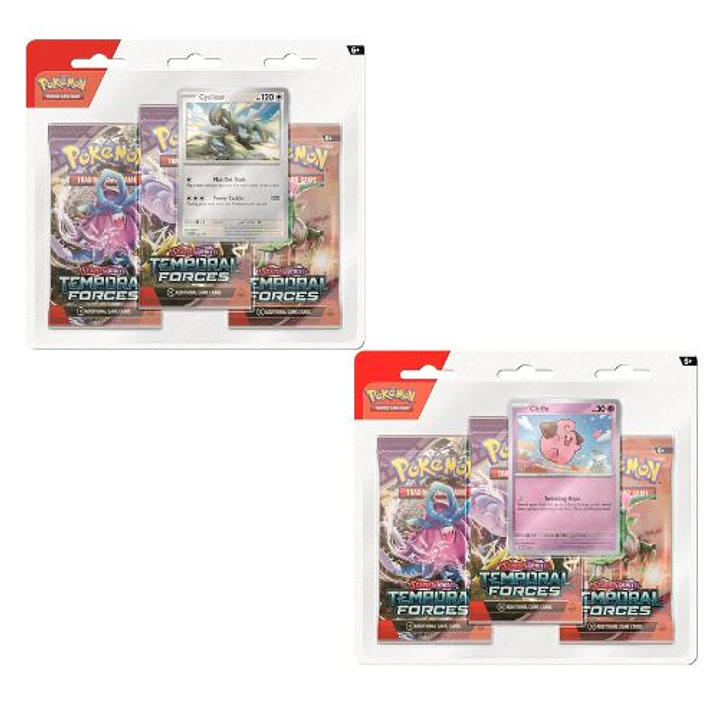 Pokémon TCG: Scarlet & Violet—Temporal Forces 3-Pack Blister— Cleffa o ﻿Cyclizar envío al azar Español 1