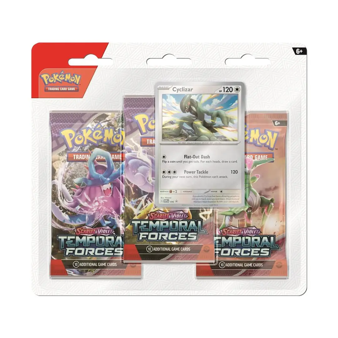Pokémon TCG: Scarlet & Violet—Temporal Forces 3-Pack Blister— Cleffa o ﻿Cyclizar envío al azar Español 3