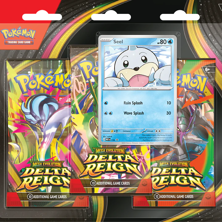 Pokémon TCG Mega Evolution – Delta Reign 3-Pack Blister | Cartas Pokémon Originales Chile PRE VENTA 1