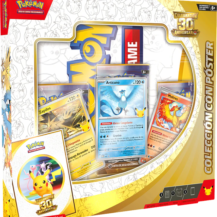 Pokémon TCG 30th Celebration Pack de 3 Poster Collection  | Cartas Pokémon Originales Chile  3