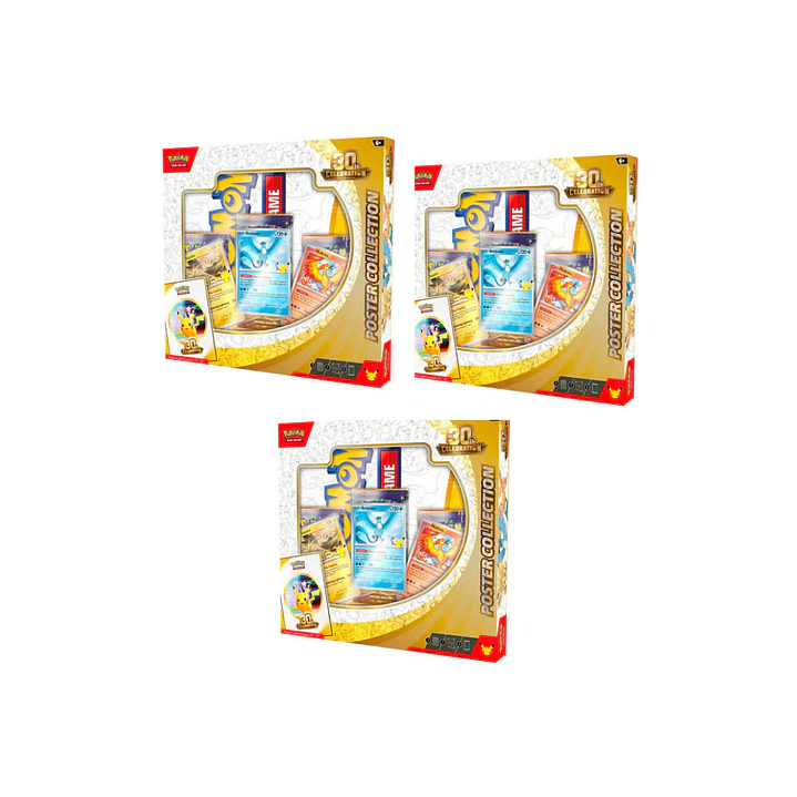 Pokémon TCG 30th Celebration Pack de 3 Poster Collection  | Cartas Pokémon Originales Chile  1