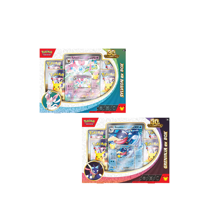Pokémon TCG 30th Celebration Pokémon ex Box Pack 6 unidades Sylveon ex y Greninja ex | Cartas Pokémon Originales Chile PRE VENTA 1