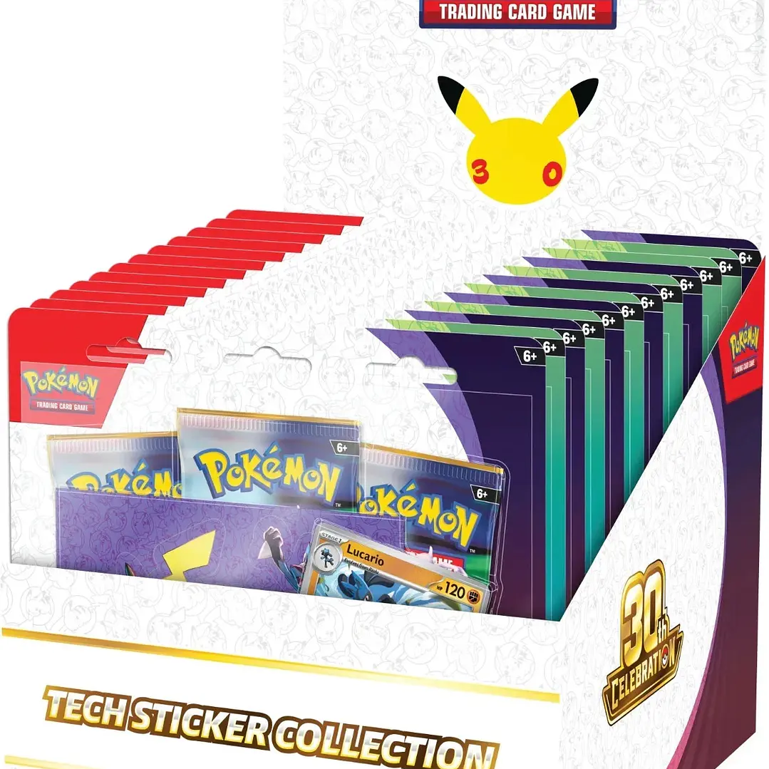 Pokémon TCG 30th Celebration Tech Sticker Collection – Pack de 12 Unidades | Cartas Pokémon Originales Chile PRE VENTA 1