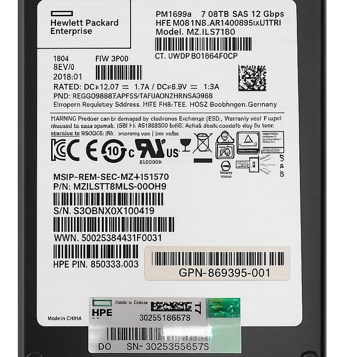 HP Enterprise 7.68TB SSD SAS 1