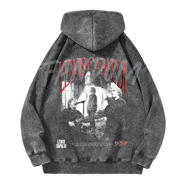Lewis Capaldi · Faces Hoodie Acid Wash 2