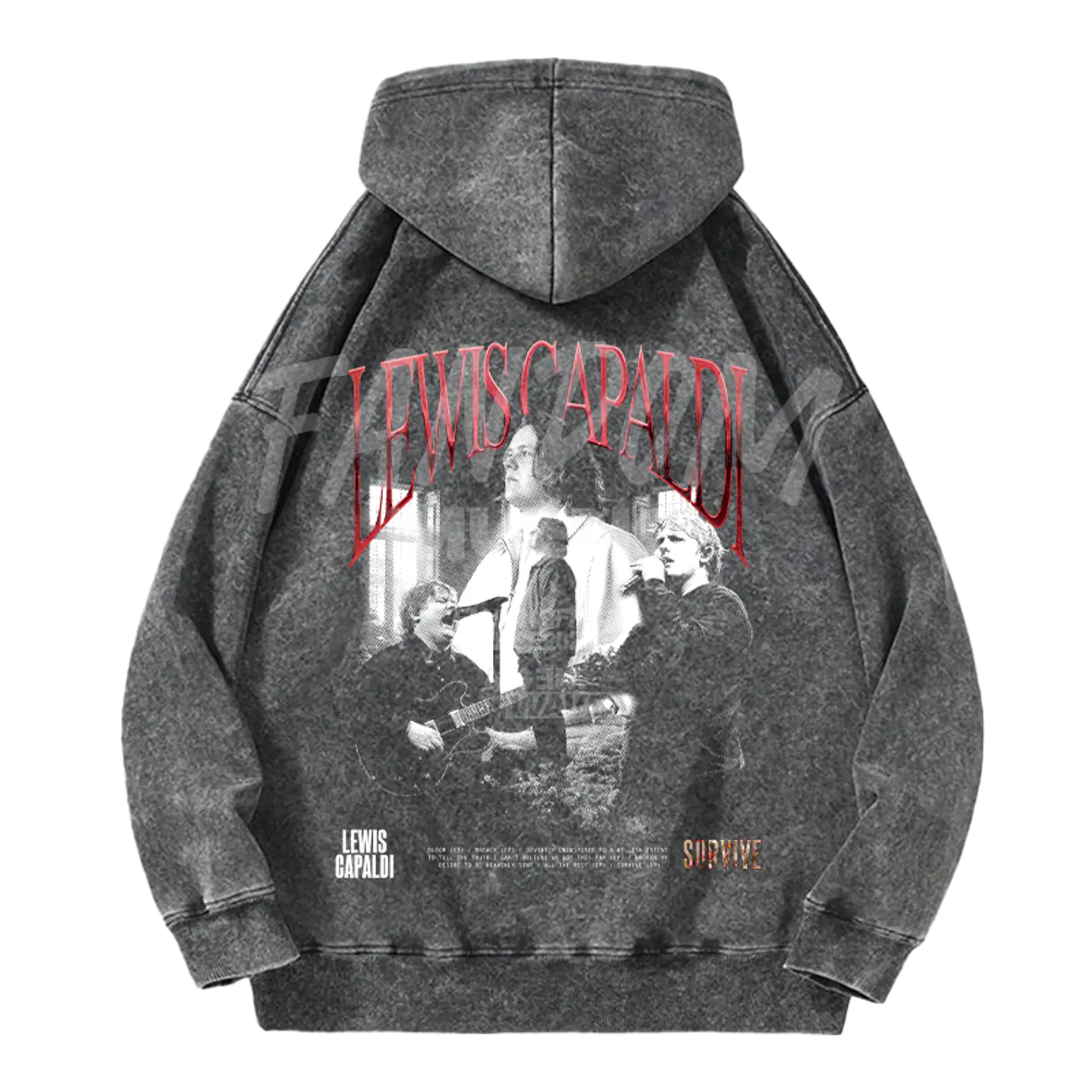 Lewis Capaldi · Faces Hoodie Acid Wash 2