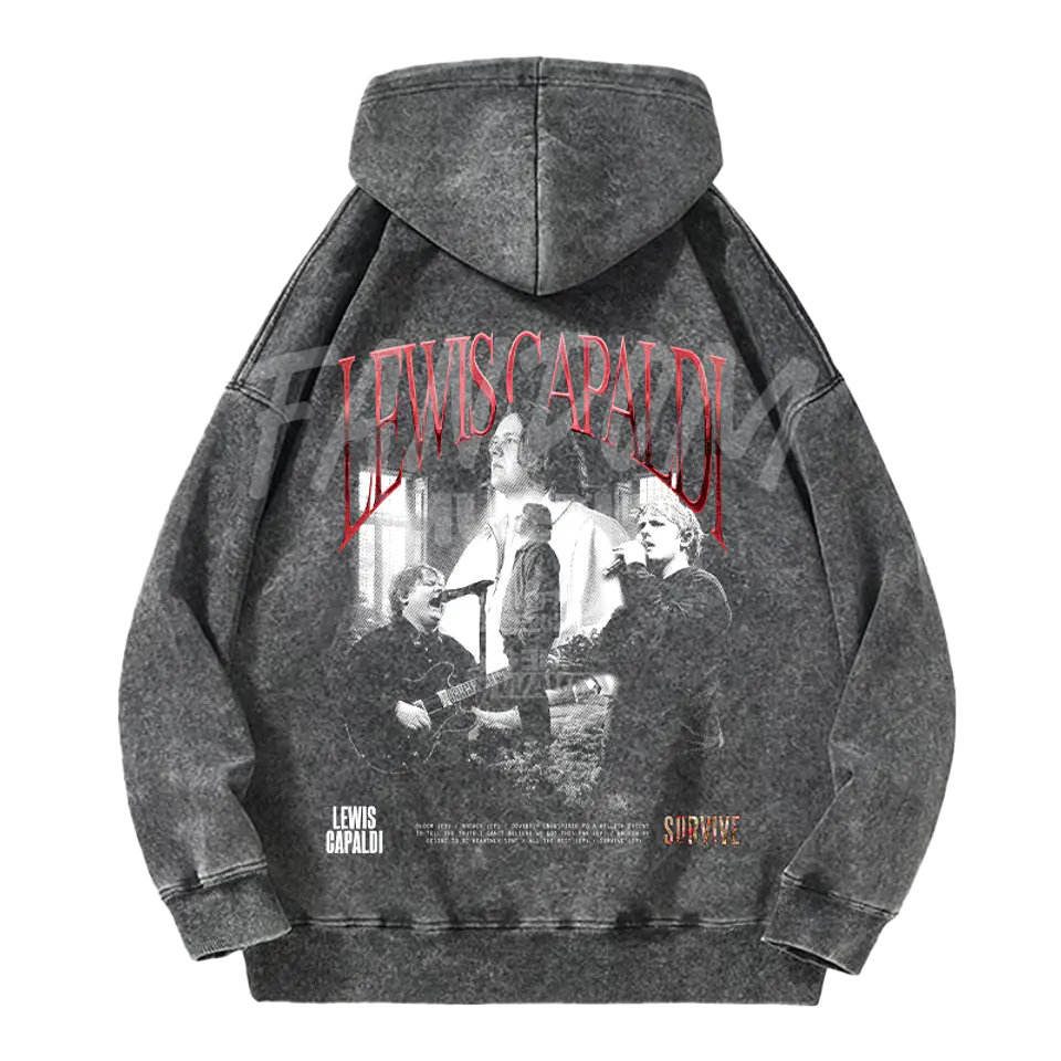 Lewis Capaldi · Faces Hoodie Acid Wash 2