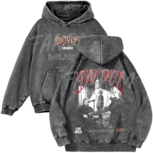 Lewis Capaldi · Faces Hoodie Acid Wash 1